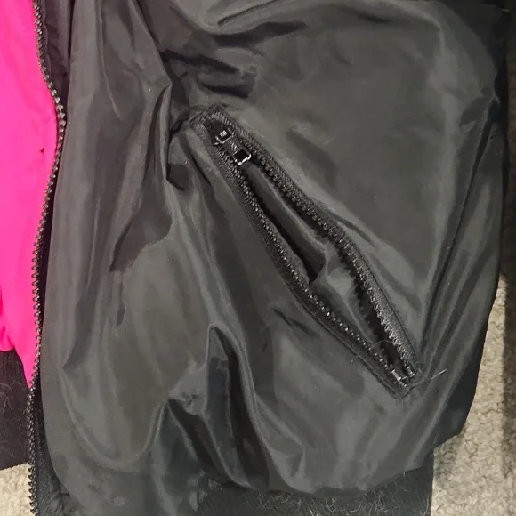 Columbia Black Jacket with Vibrant Pink Inside - Picture 3 of 4